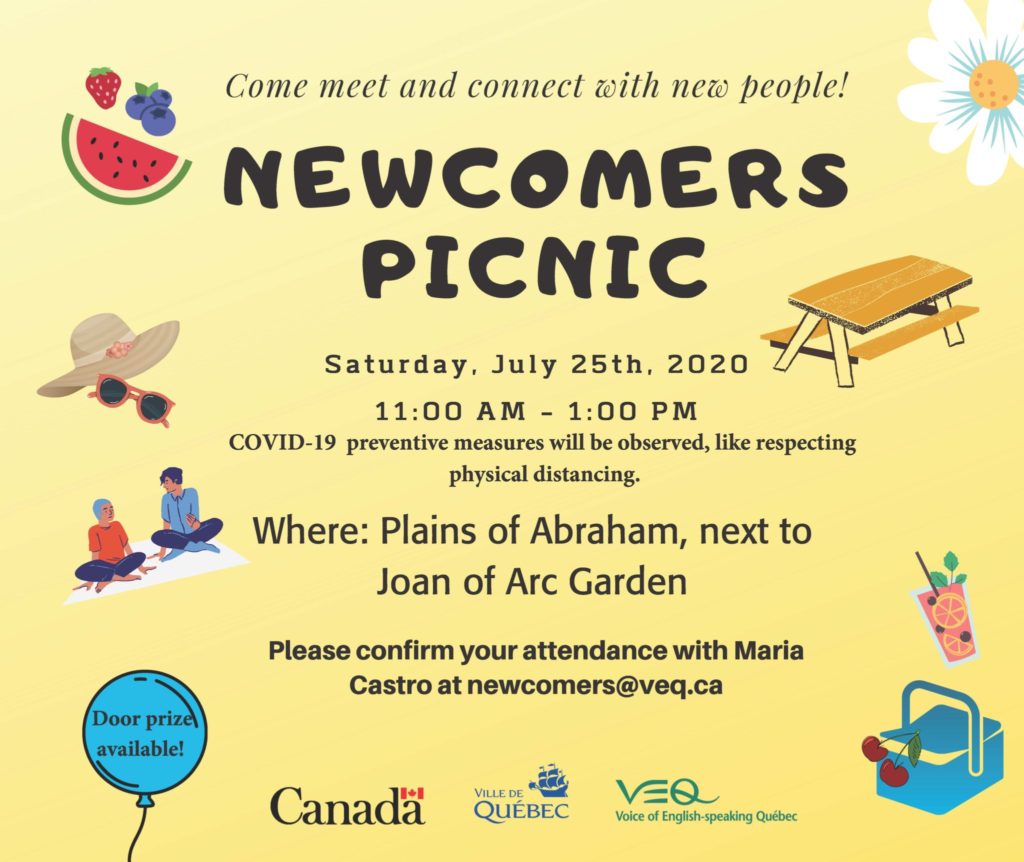 Newcomers Summer Picnic @ Plains of Abraham, next to Joan of Arc Garden
