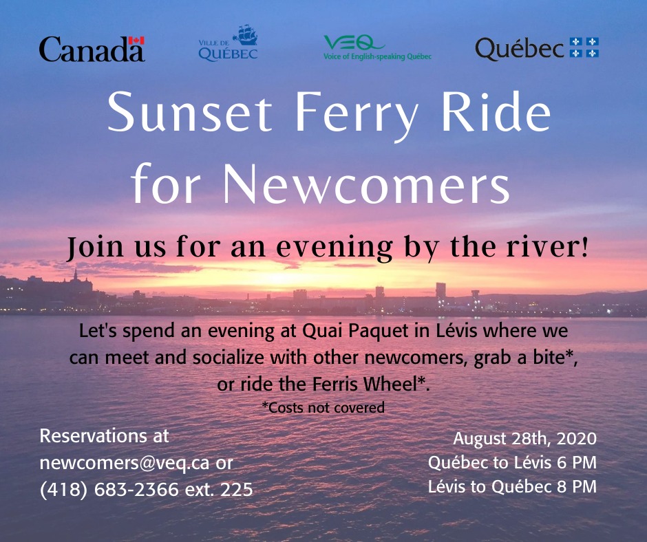 *Date change* Free Sunset Ferry Ride for Newcomers @ Quebec City Ferry Terminal