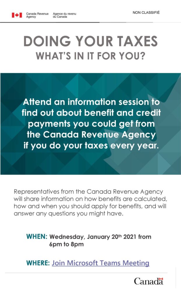 Information Session with a representative from Canada Revenue Agency @ Online, from the comfort of your office or home