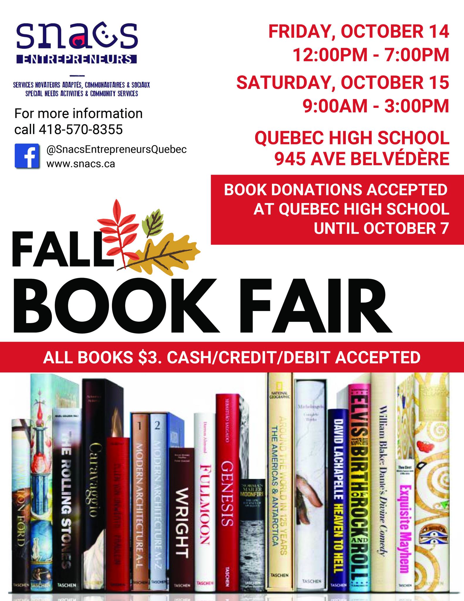 SNACS Book Fair @ Quebec High School