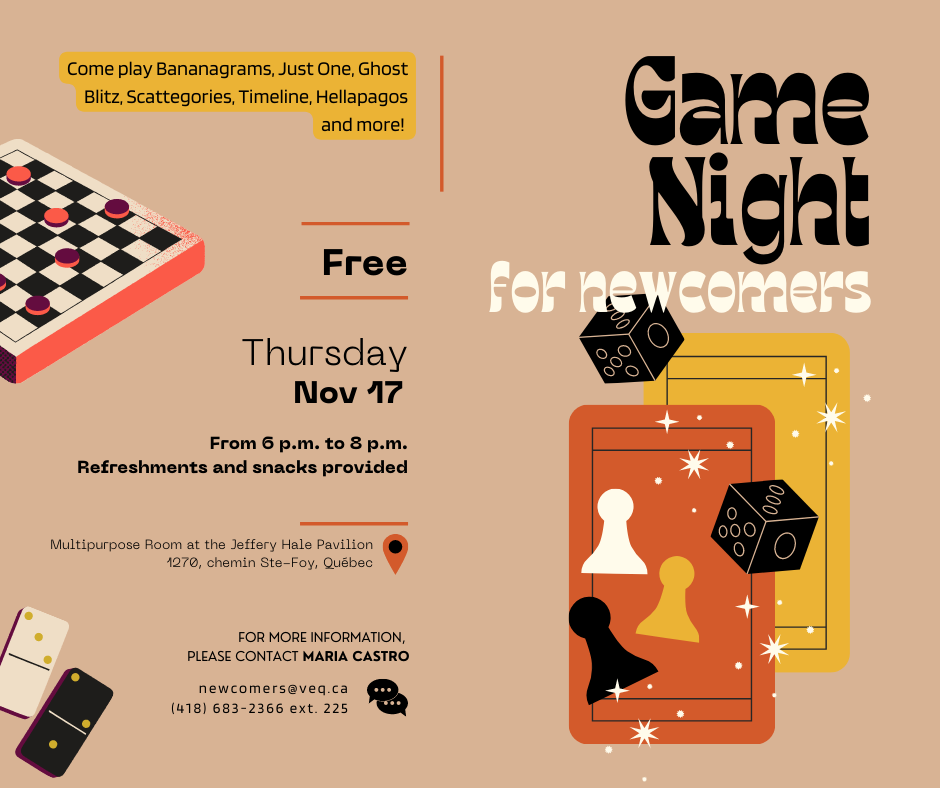 Game Night for Newcomers @ Jeffery Hale Pavilion