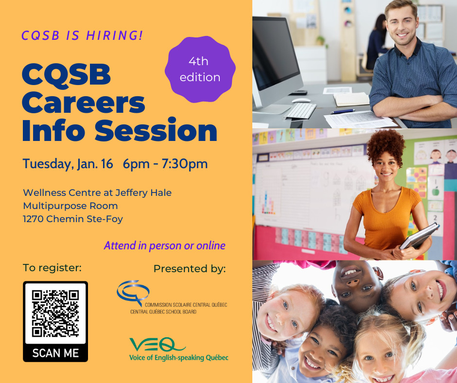 *Revised Date* CQSB Careers Info Session 4 @ Wellness Centre at Jeffery Hale Multipurpose Room